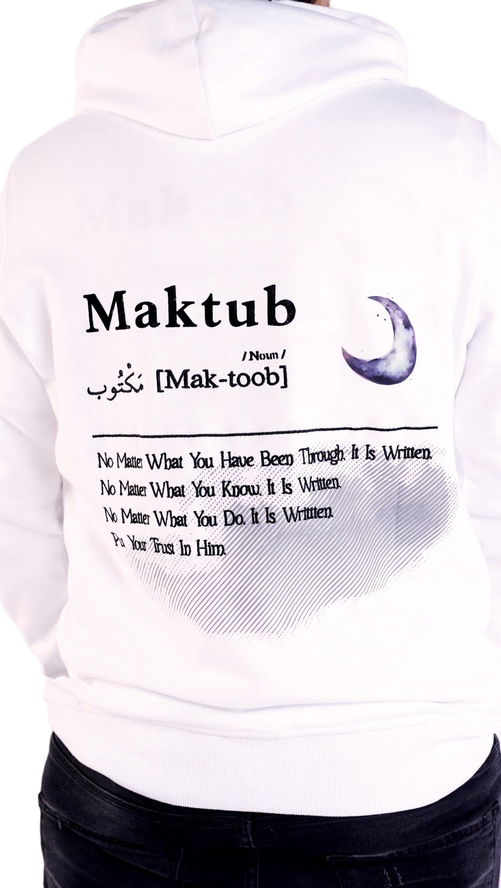 LIMITED EDITION 
WHITE "MAKTUB" Slim Fit Hoodie
