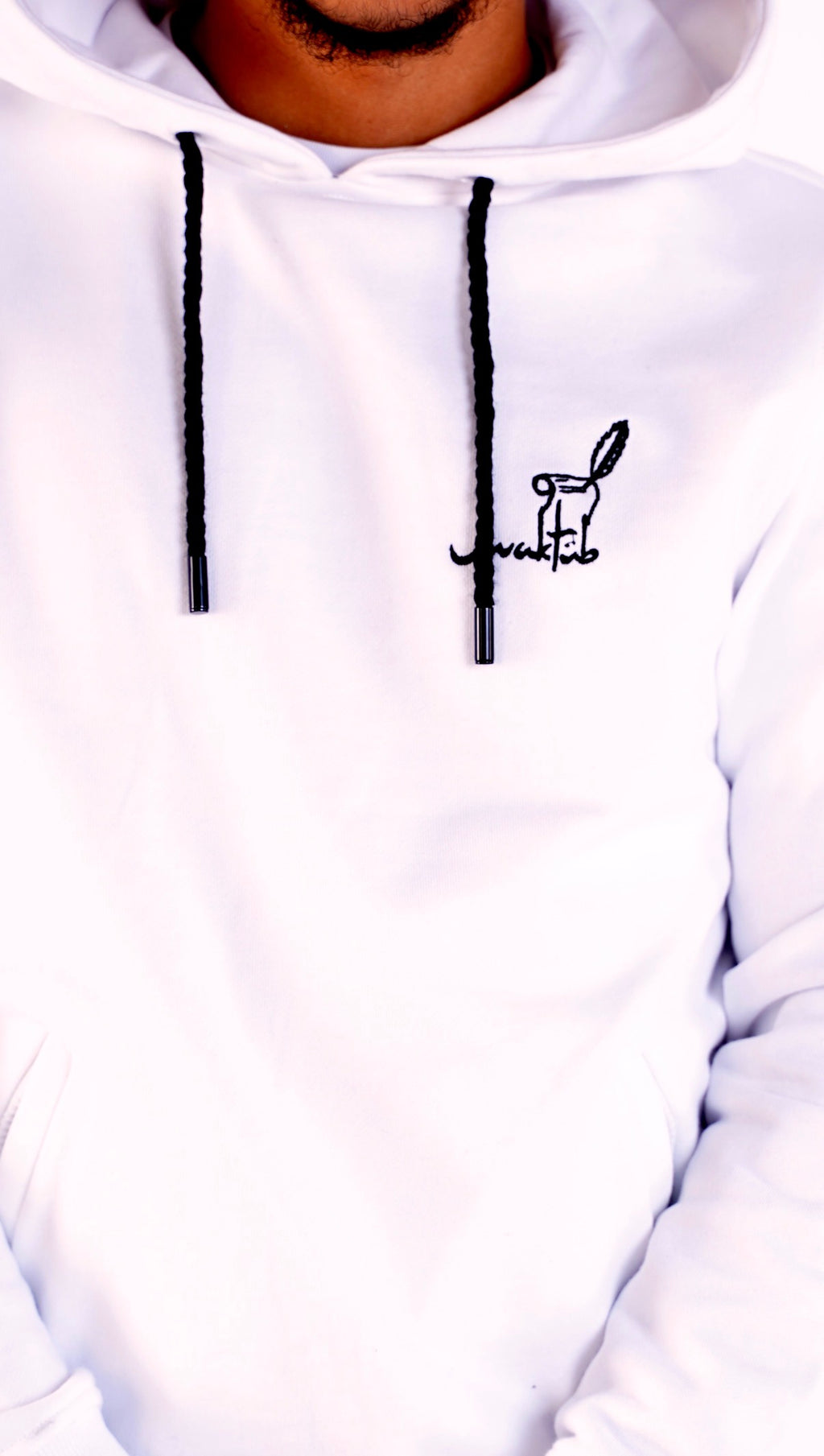 LIMITED EDITION 
WHITE "MAKTUB" Slim Fit Hoodie