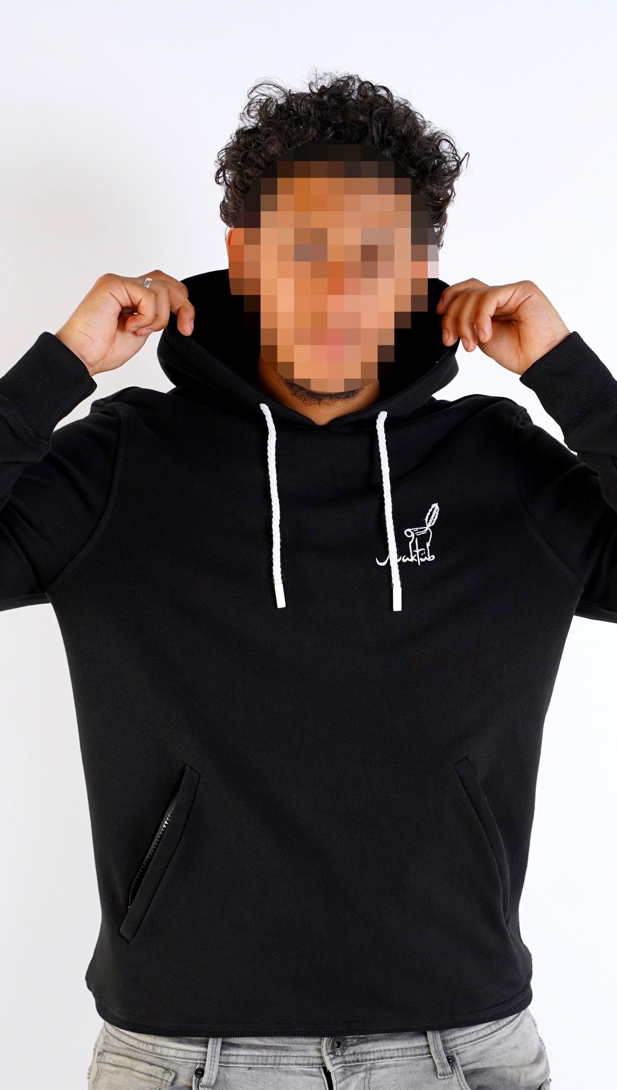 BLACK "MAKTUB" Slim Fit Hoodie