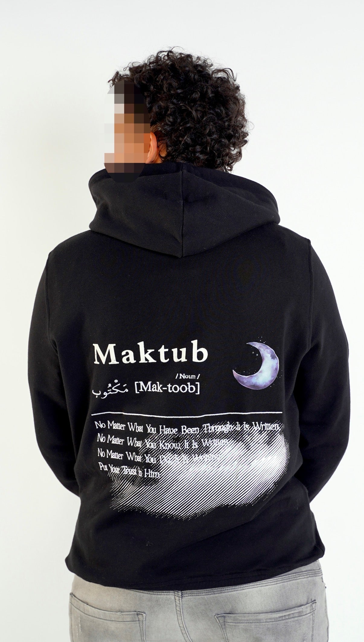 BLACK "MAKTUB" Slim Fit Hoodie